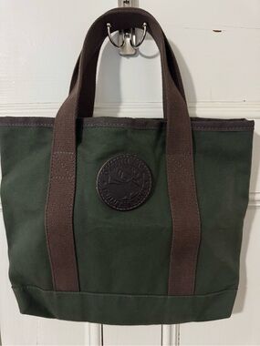 Duluth Pack Canvas Tote Bag in Dark Green with Brown Straps